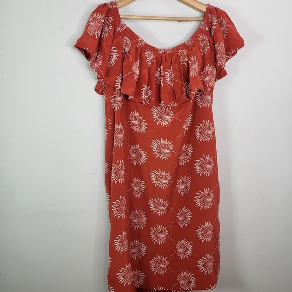 Madewell Rust Floral Midi Dress SZ Medium - Picture 5 of 5